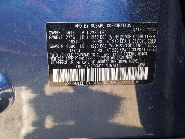 Photo 14 from auction – 2020 SUBARU OUTBACK LI with VIN 4S4BTGND3L3157945