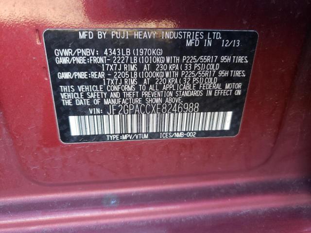 Photo 14 from auction – 2014 SUBARU XV CROSSTR with VIN JF2GPACCXE8246988