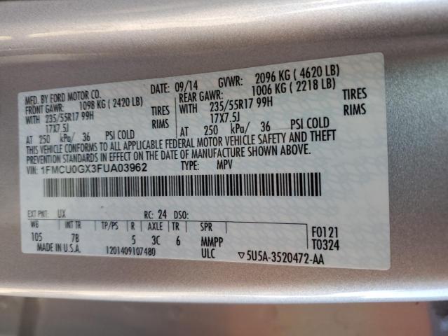 Photo 14 from auction – 2015 FORD ESCAPE SE with VIN 1FMCU0GX3FUA03962