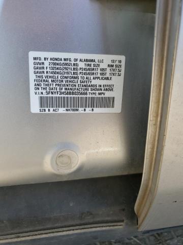 Photo 14 from auction – 2011 HONDA PILOT EXL with VIN 5FNYF3H58BB035666