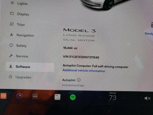 Photo 9 from auction – 2019 TESLA MODEL 3 with VIN 5YJ3E1EB6KF211545
