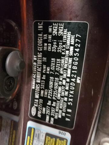 Photo 14 from auction – 2011 KIA SORENTO EX with VIN 5XYKUDA21BG054277