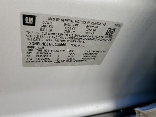 Photo 14 from auction – 2015 CHEVROLET EQUINOX LT with VIN 2GNFLHE31F6409604