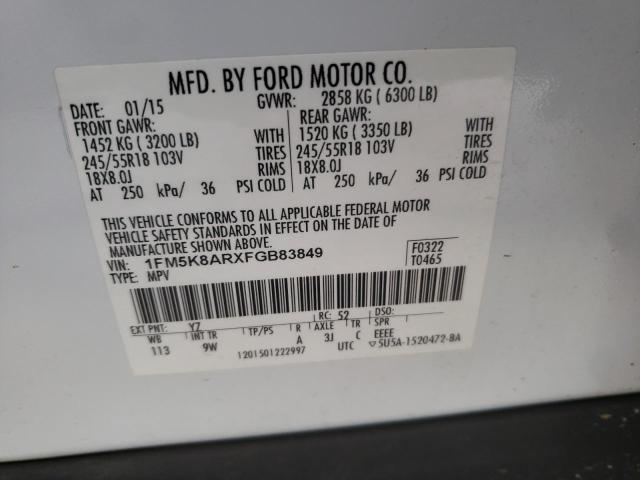 Photo 14 from auction – 2015 FORD EXPLORER with VIN 1FM5K8ARXFGB83849