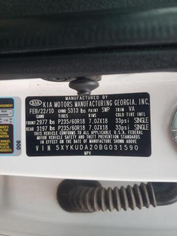 Photo 14 from auction – 2011 KIA SORENTO EX with VIN 5XYKUDA20BG031590