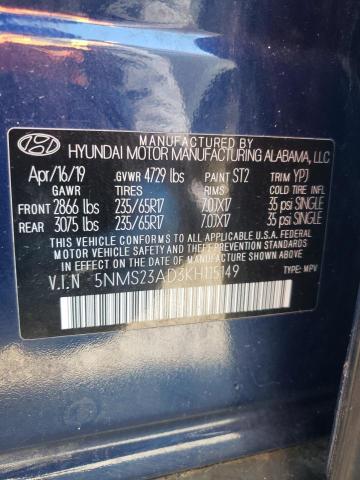 Photo 14 from auction – 2019 HYUNDAI SANTA FE S with VIN 5NMS23AD3KH115149