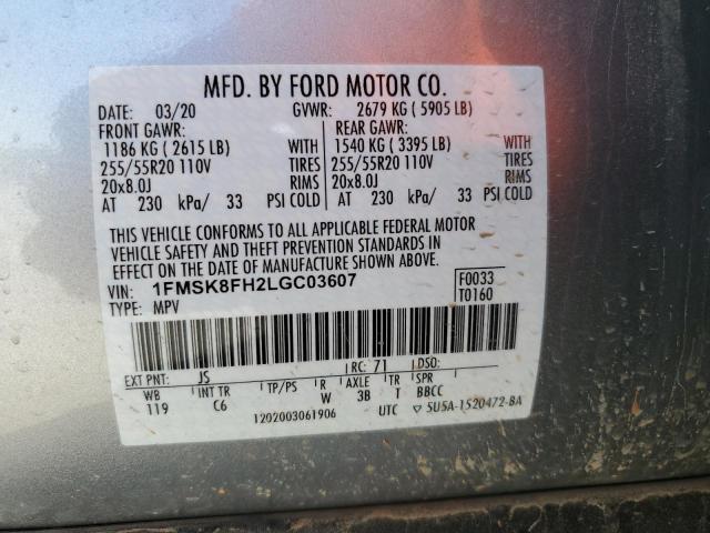 Photo 14 from auction – 2020 FORD EXPLORER L with VIN 1FMSK8FH2LGC03607