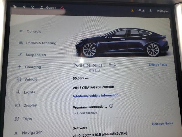 Photo 9 from auction – 2013 TESLA MODEL S with VIN 5YJSA1AG7DFP08308