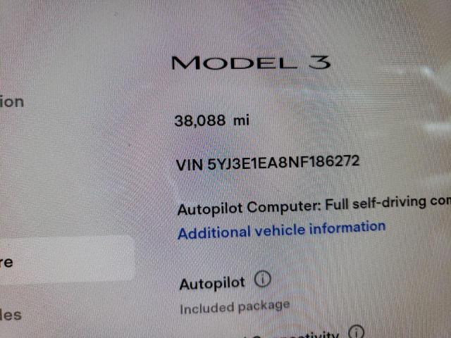 Photo 9 from auction – 2022 TESLA MODEL 3 with VIN 5YJ3E1EA8NF186272