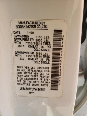 Photo 14 from auction – 2000 NISSAN PATHFINDER with VIN JN8AR07Y5YW446759