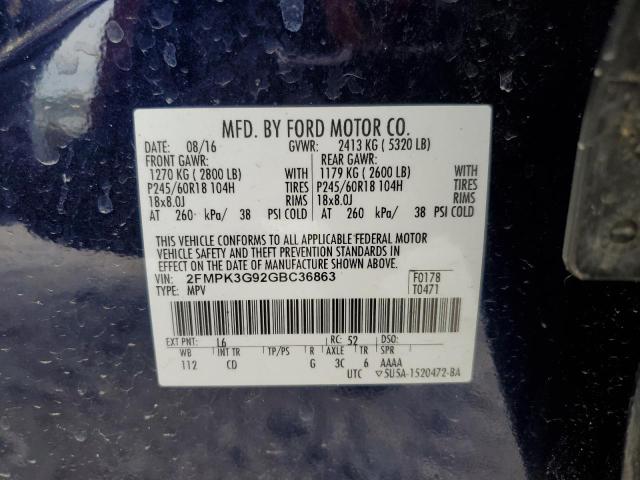 Photo 14 from auction – 2016 FORD EDGE SE with VIN 2FMPK3G92GBC36863