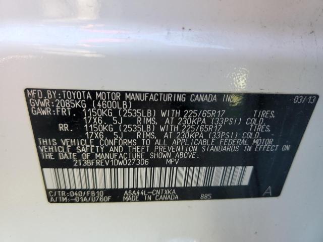 Photo 14 from auction – 2013 TOYOTA RAV4 LE with VIN 2T3BFREV1DW027306
