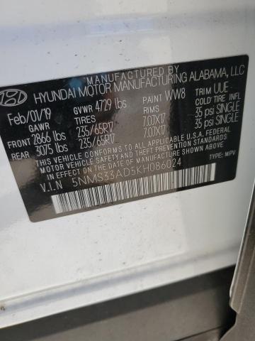 Photo 14 from auction – 2019 HYUNDAI SANTA FE S with VIN 5NMS33AD5KH086024