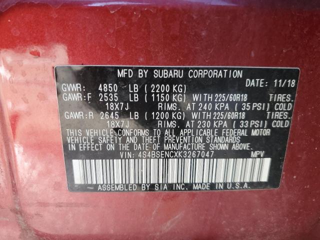 Photo 14 from auction – 2019 SUBARU OUTBACK 3. with VIN 4S4BSENCXK3267047