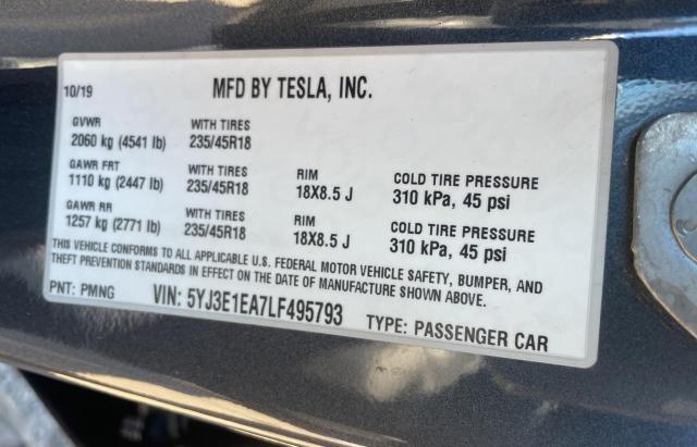 Photo 10 from auction – 2020 TESLA MODEL 3 with VIN 5YJ3E1EA7LF495793