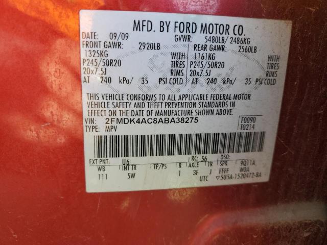 Photo 14 from auction – 2010 FORD EDGE SPORT with VIN 2FMDK4AC8ABA38275