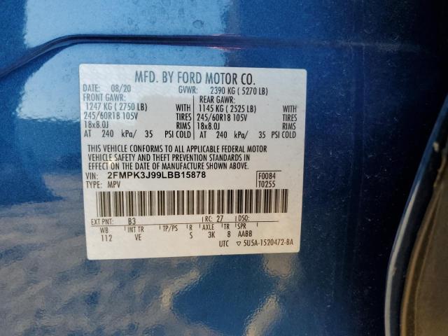 Photo 14 from auction – 2020 FORD EDGE SEL with VIN 2FMPK3J99LBB15878