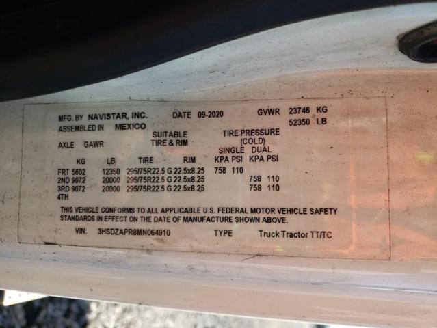 Photo 10 from auction – 2021 INTERNATIONAL LT625 with VIN 3HSDZAPR8MN064910