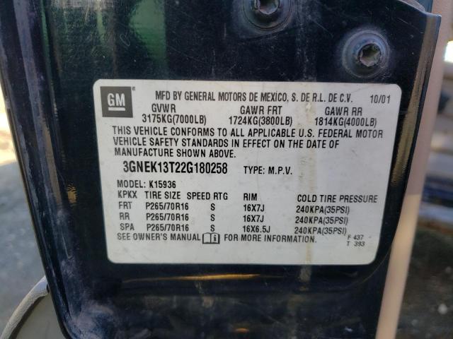 Photo 14 from auction – 2002 CHEVROLET AVALANCHE with VIN 3GNEK13T22G180258
