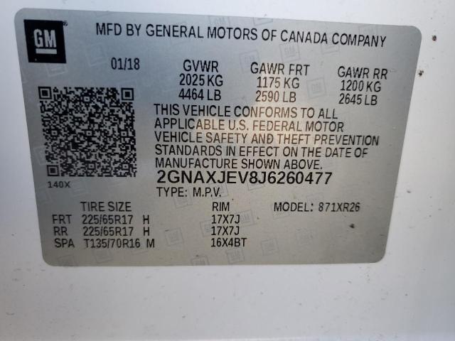 Photo 14 from auction – 2018 CHEVROLET EQUINOX LT with VIN 2GNAXJEV8J6260477