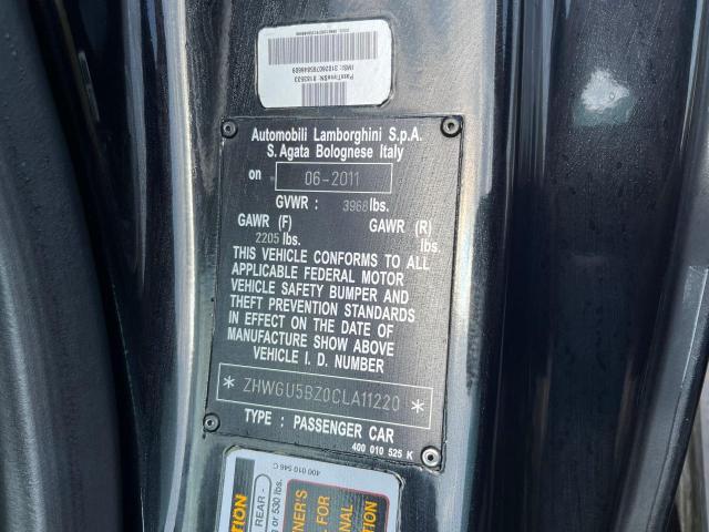 Photo 10 from auction – 2012 LAMBORGHINI GALLARDO with VIN ZHWGU5BZ0CLA11220