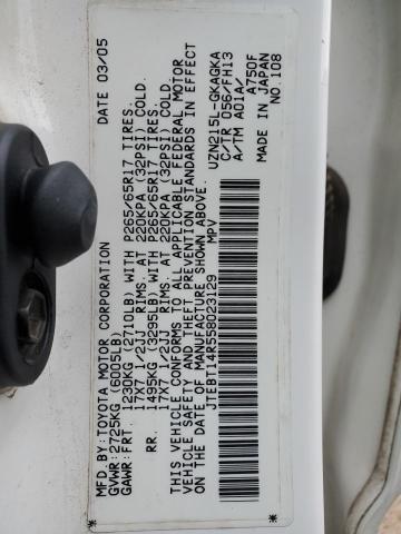 Photo 10 from auction – 2005 TOYOTA 4RUNNER SR with VIN JTEBT14R558023129