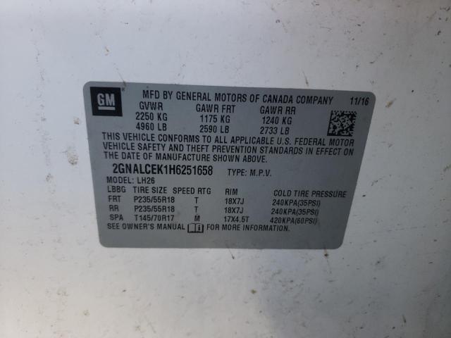 Photo 14 from auction – 2017 CHEVROLET EQUINOX LT with VIN 2GNALCEK1H6251658