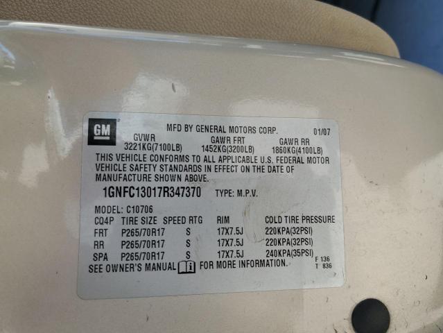 Photo 14 from auction – 2007 CHEVROLET TAHOE C150 with VIN 1GNFC13017R347370