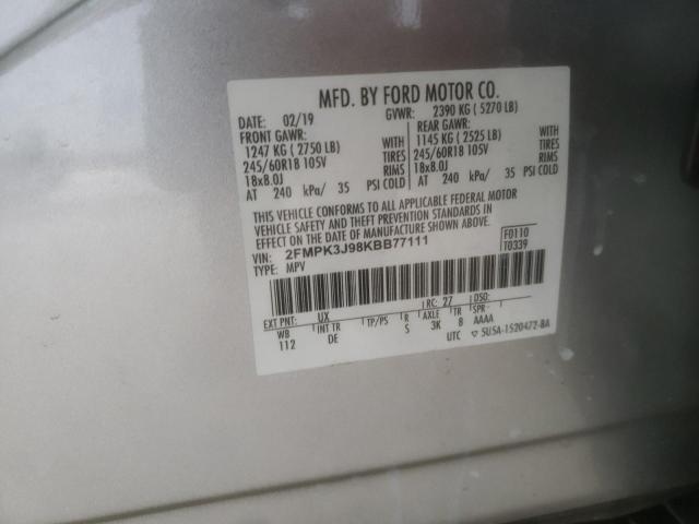 Photo 14 from auction – 2019 FORD EDGE SEL with VIN 2FMPK3J98KBB77111