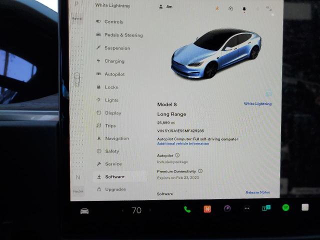 Photo 9 from auction – 2021 TESLA MODEL S with VIN 5YJSA1E55MF429285