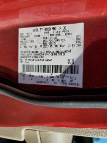 Photo 14 from auction – 2010 FORD EXPLORER S with VIN 1FMEU5BE6AUF04848