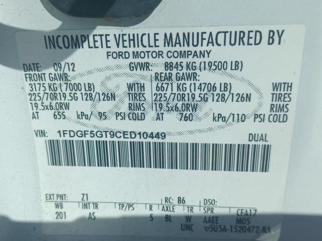 Photo 10 from auction – 2012 FORD F550 SUPER with VIN 1FDGF5GT9CED10449