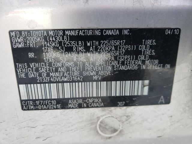 Photo 14 from auction – 2010 TOYOTA RAV4 with VIN 2T3ZF4DV6AW031642