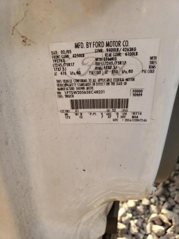 Photo 10 from auction – 2005 FORD F250 SUPER with VIN 1FTSW20565EC48231