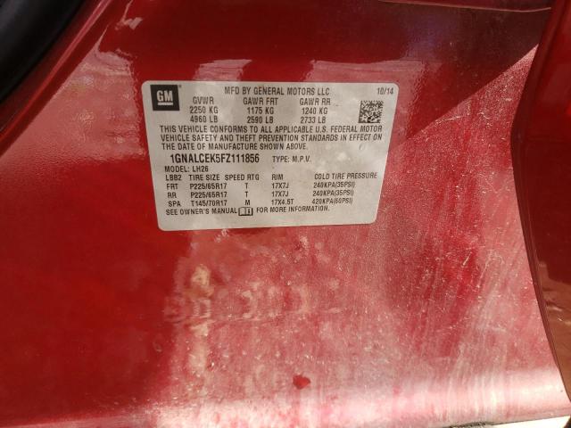 Photo 14 from auction – 2015 CHEVROLET EQUINOX LT with VIN 1GNALCEK5FZ111856