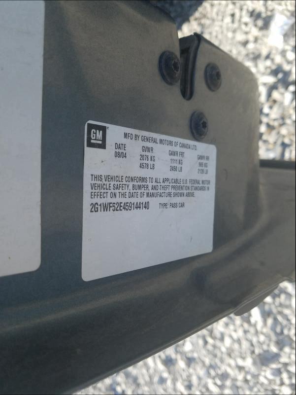 Photo 10 from auction – 2005 CHEVROLET IMPALA with VIN 2G1WF52E459144140