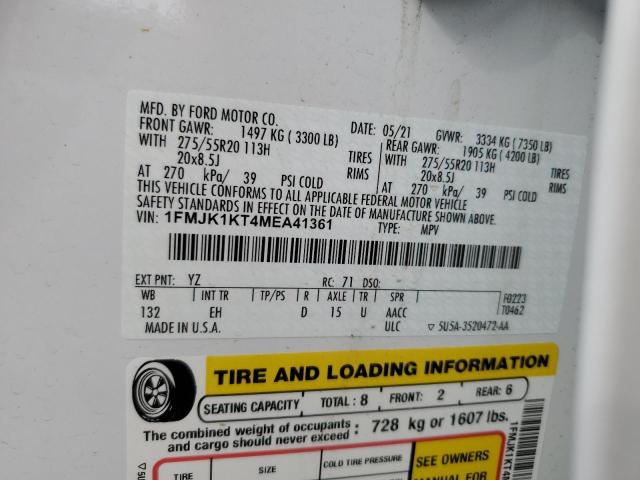 Photo 14 from auction – 2021 FORD EXPEDITION with VIN 1FMJK1KT4MEA41361