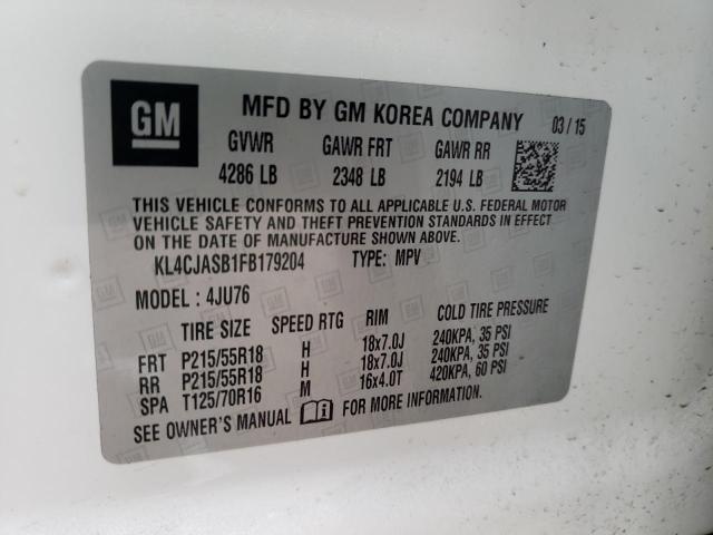 Photo 14 from auction – 2015 BUICK ENCORE with VIN KL4CJASB1FB179204