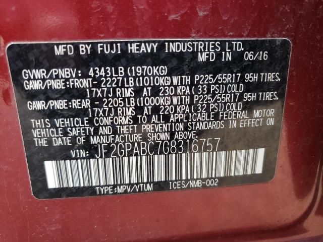 Photo 14 from auction – 2016 SUBARU CROSSTREK with VIN JF2GPABC7G8316757
