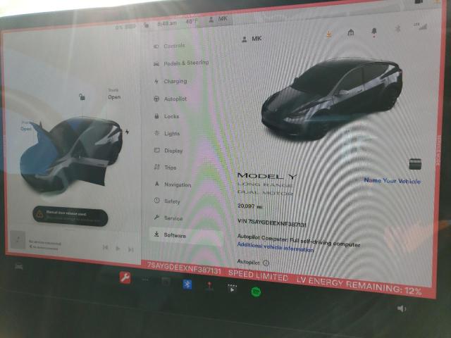 Photo 9 from auction – 2022 TESLA MODEL Y with VIN 7SAYGDEEXNF387131
