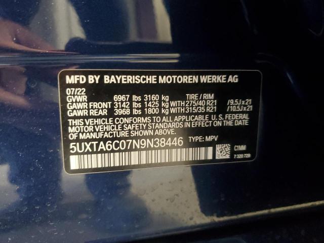 Photo 14 from auction – 2022 BMW X5 XDRIVE4 with VIN 5UXTA6C07N9N38446