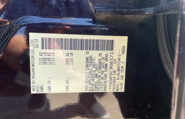 Photo 10 from auction – 2014 NISSAN MAXIMA S with VIN 1N4AA5AP5EC906571