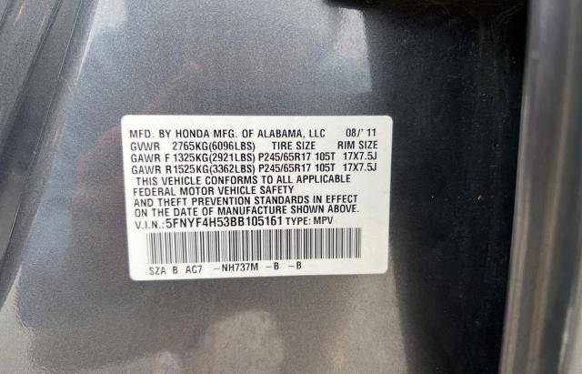 Photo 10 from auction – 2011 HONDA PILOT EXL with VIN 5FNYF4H53BB105161