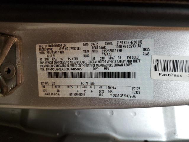 Photo 14 from auction – 2016 FORD ESCAPE SE with VIN 1FMCU9GX3GUA85827