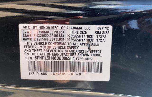 Photo 10 from auction – 2013 HONDA ODYSSEY EX with VIN 5FNRL5H48DB006204