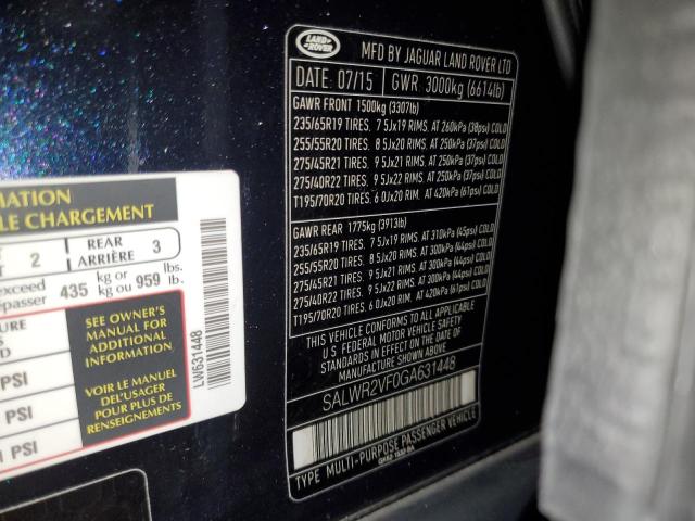 Photo 14 from auction – 2016 LAND ROVER RANGE ROVE with VIN SALWR2VF0GA631448