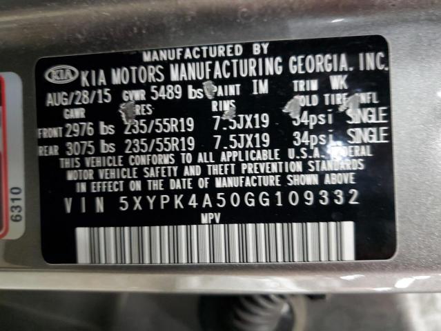 Photo 14 from auction – 2016 KIA SORENTO SX with VIN 5XYPK4A50GG109332
