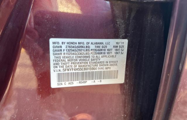 Photo 10 from auction – 2012 HONDA PILOT EXL with VIN 5FNYF4H55CB015964