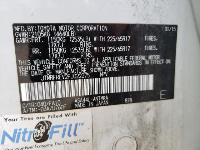 Photo 14 from auction – 2015 TOYOTA RAV4 XLE with VIN JTMRFREV2FJ022275