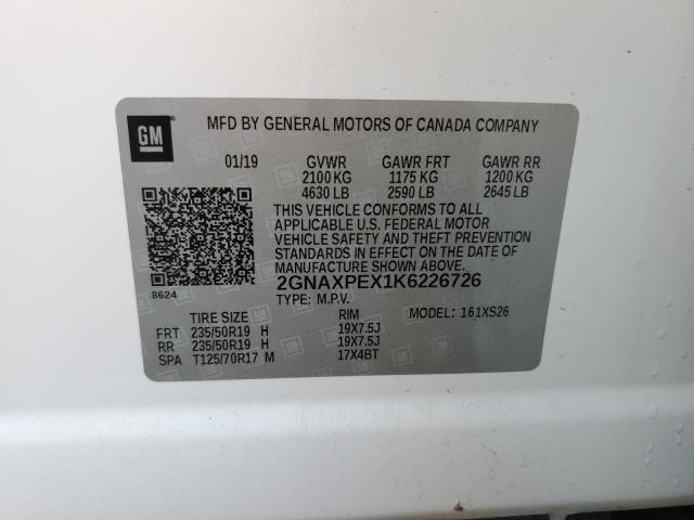 Photo 14 from auction – 2019 CHEVROLET EQUINOX PR with VIN 2GNAXPEX1K6226726